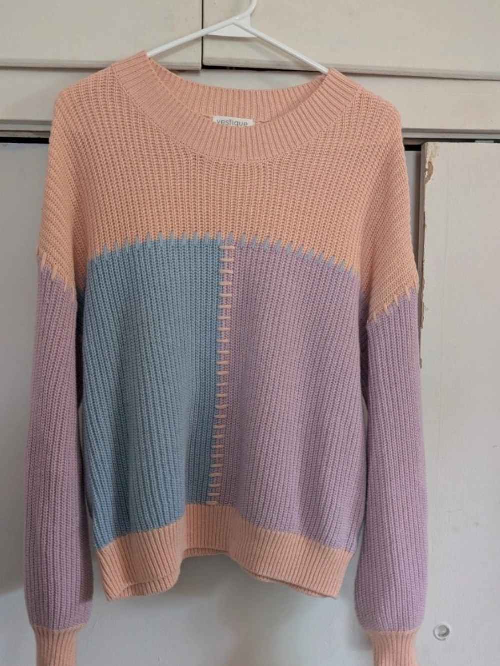 Vestique Colorblock Pastel Knit Sweater - Size Small